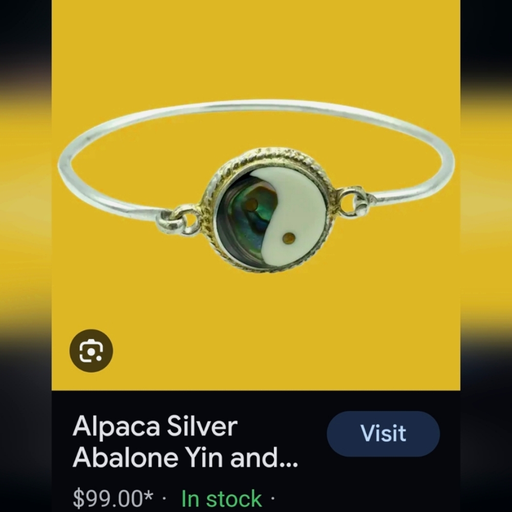 Vintage yin yang alpaca Mexico bracelet